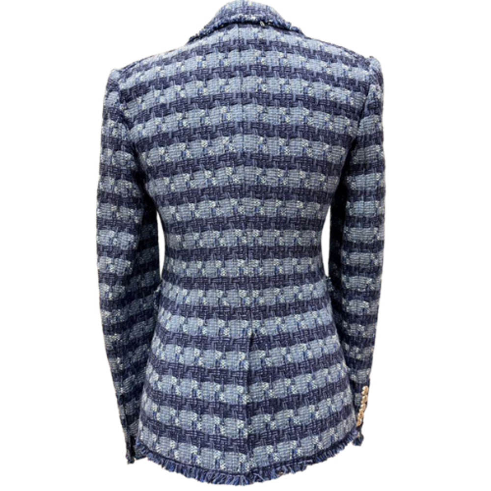 Veronica Beard Blue Multi Tweed Cutaway Dickey Jacket Blazer Size 2 NWT - Picture 16 of 16